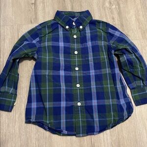 Crew Cuts Blue and Green Plaid Button-Up Shirt